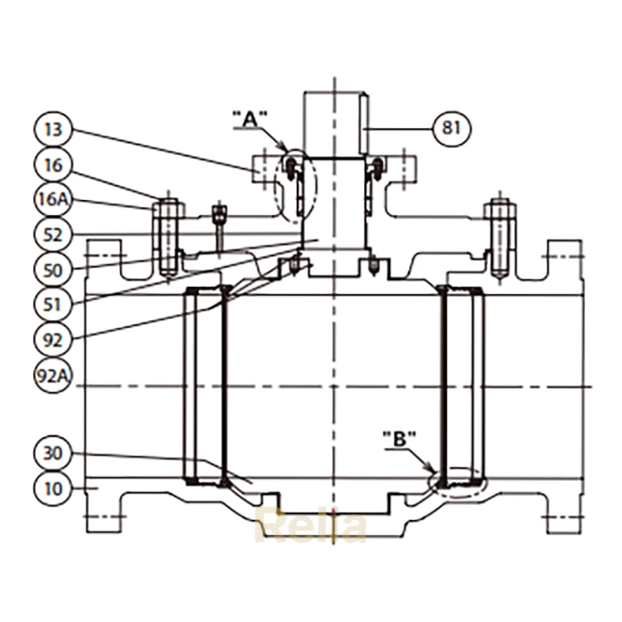 top entry ball valve drawing