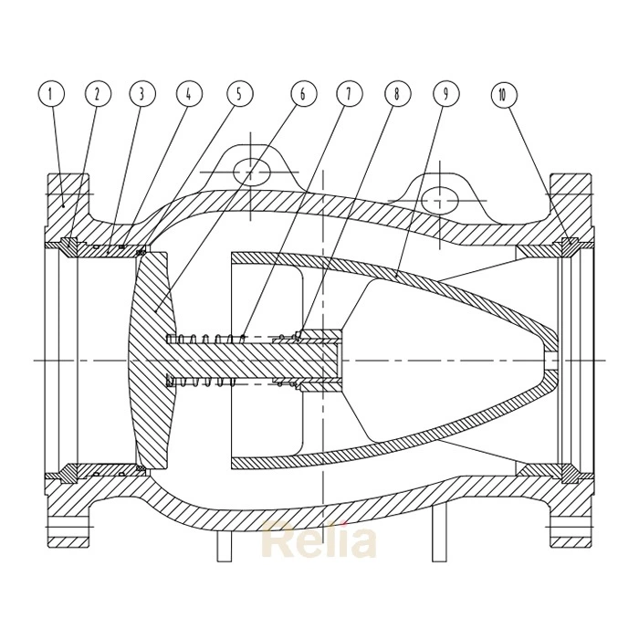 non-slam axial flow check valve drawing