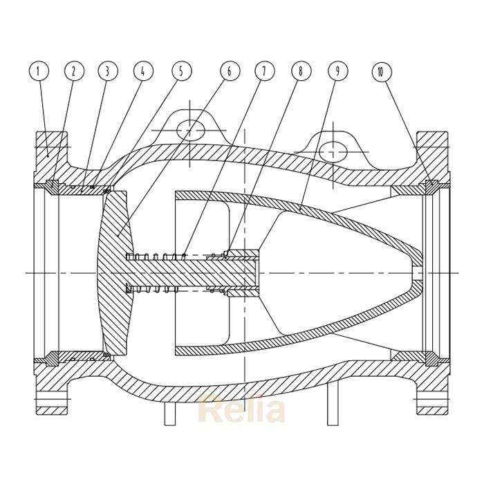 non-slam axial flow check valve drawing