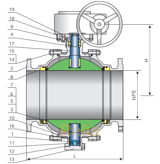 cast steel side entry trunnion mounted ball valve