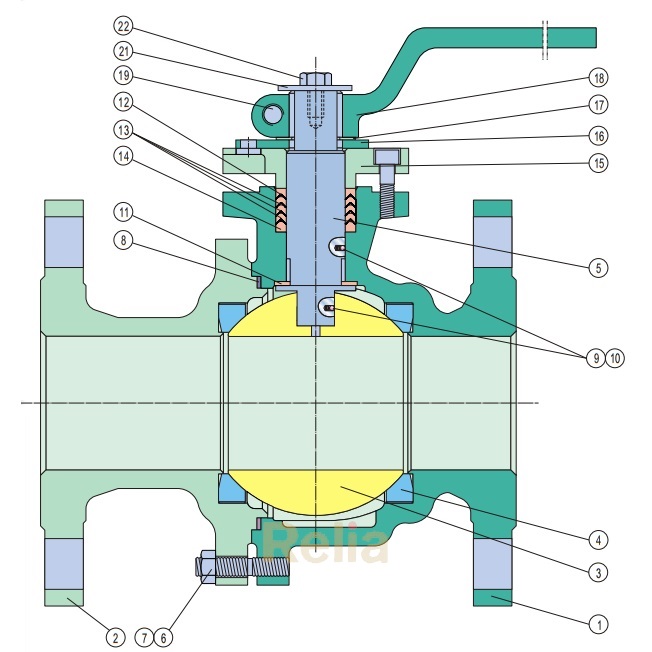 flangd cast steel floating ball valve drawing