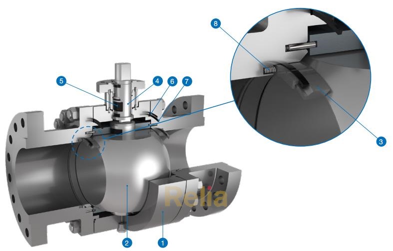 forged steel metal seated trunnion ball valve assemble drawing