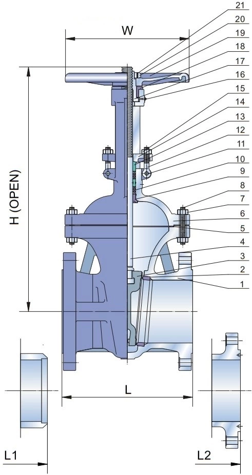 class 300 cast steel gate valve drawing