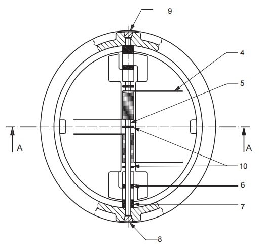 API 6D dual plate check valve drawing