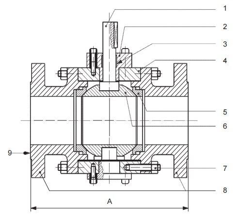 api 6d trunnion ball valve drawing