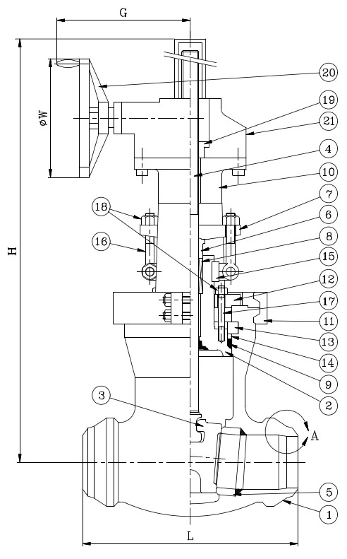 Class 1500 gate valve drawing