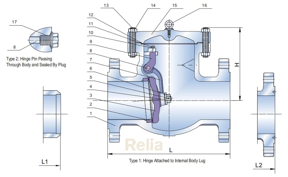 class 300 swing check valve drawing