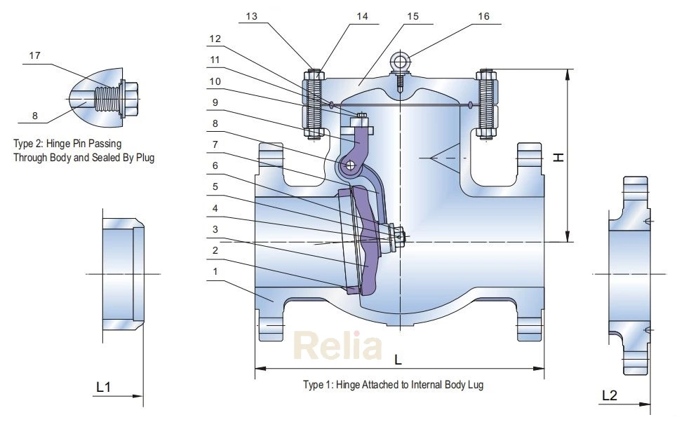 class 600 swing check valve drawing