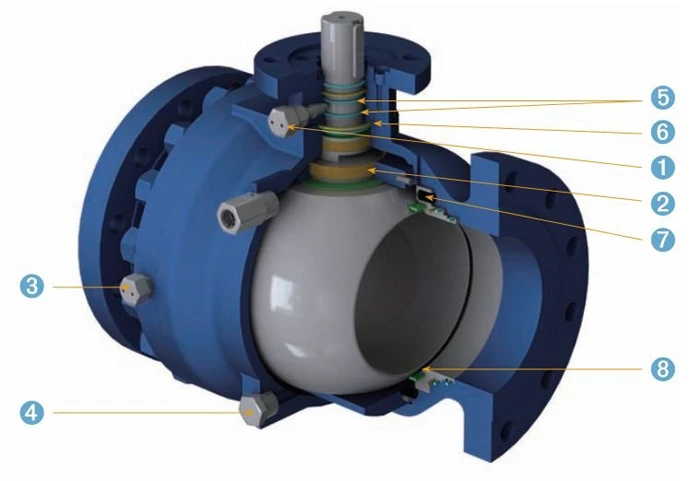 cast steel trunnion ball valve design feature