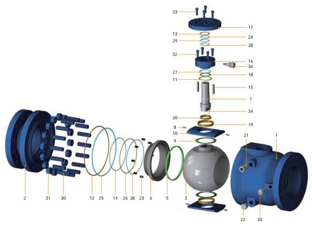 cast steel trunnion ball valve drawing